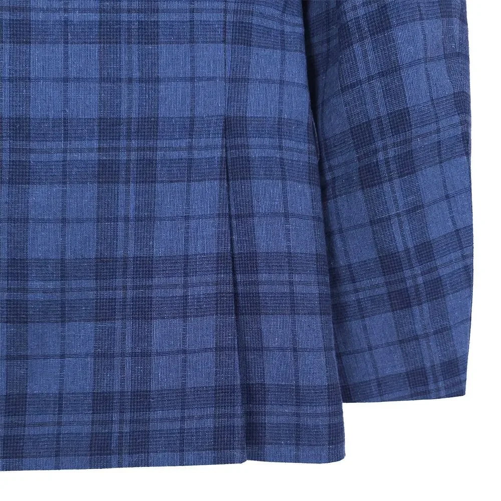 Bar III Mens Slim Fit Sport Coat Blazer 36R Blue Plaid Linen Cotton Blend NWT
